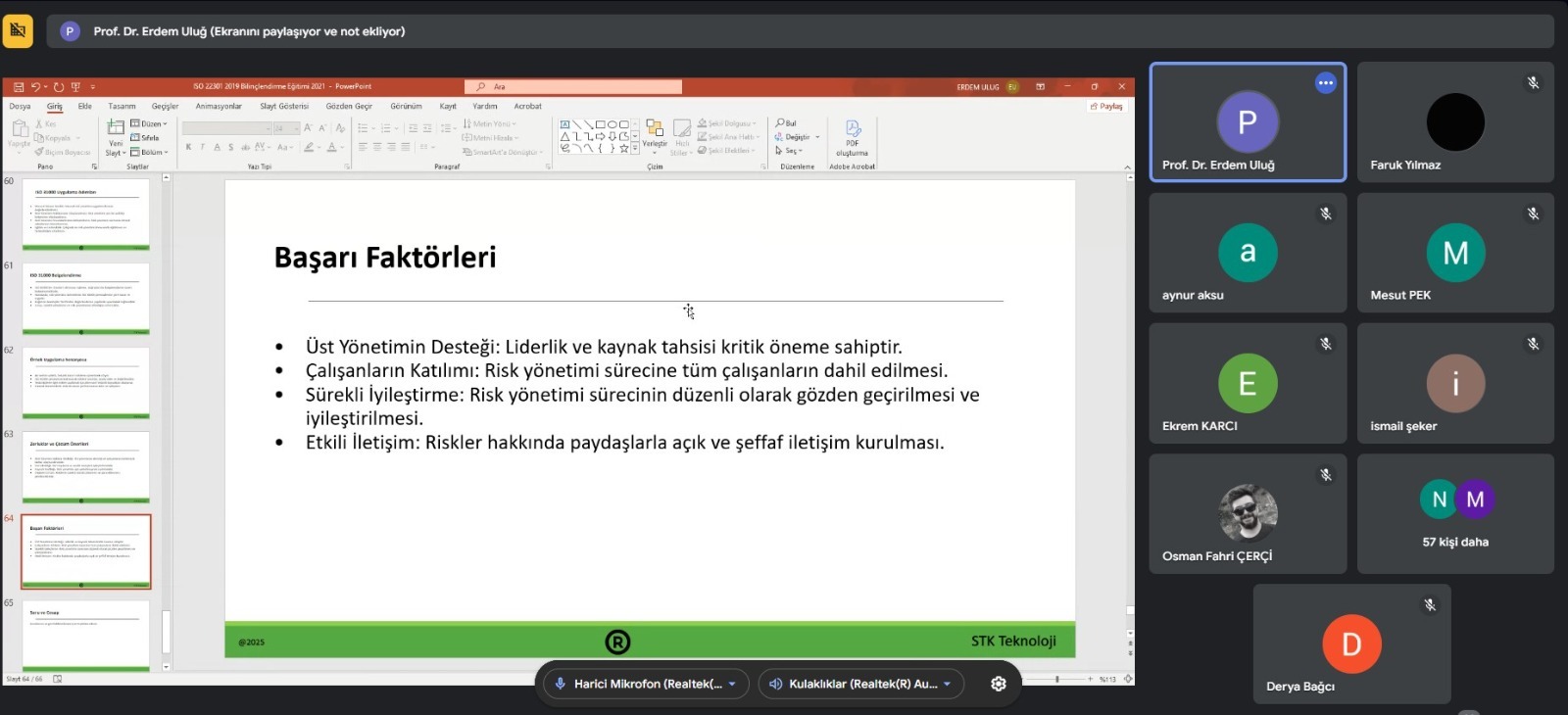 ISO 27001 Danışmanımız Prof. Dr. Erdem ULUĞ Tarafından Verilen ISO 223